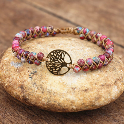 Model Arbre impérial Bracelet porte-bonheur Bijou de l'amitié Perles tressées Breloque arbre de vie Style africain Style japonais Yoga Évasion Vacances collection Summer chic de la boutique Petites Aventures