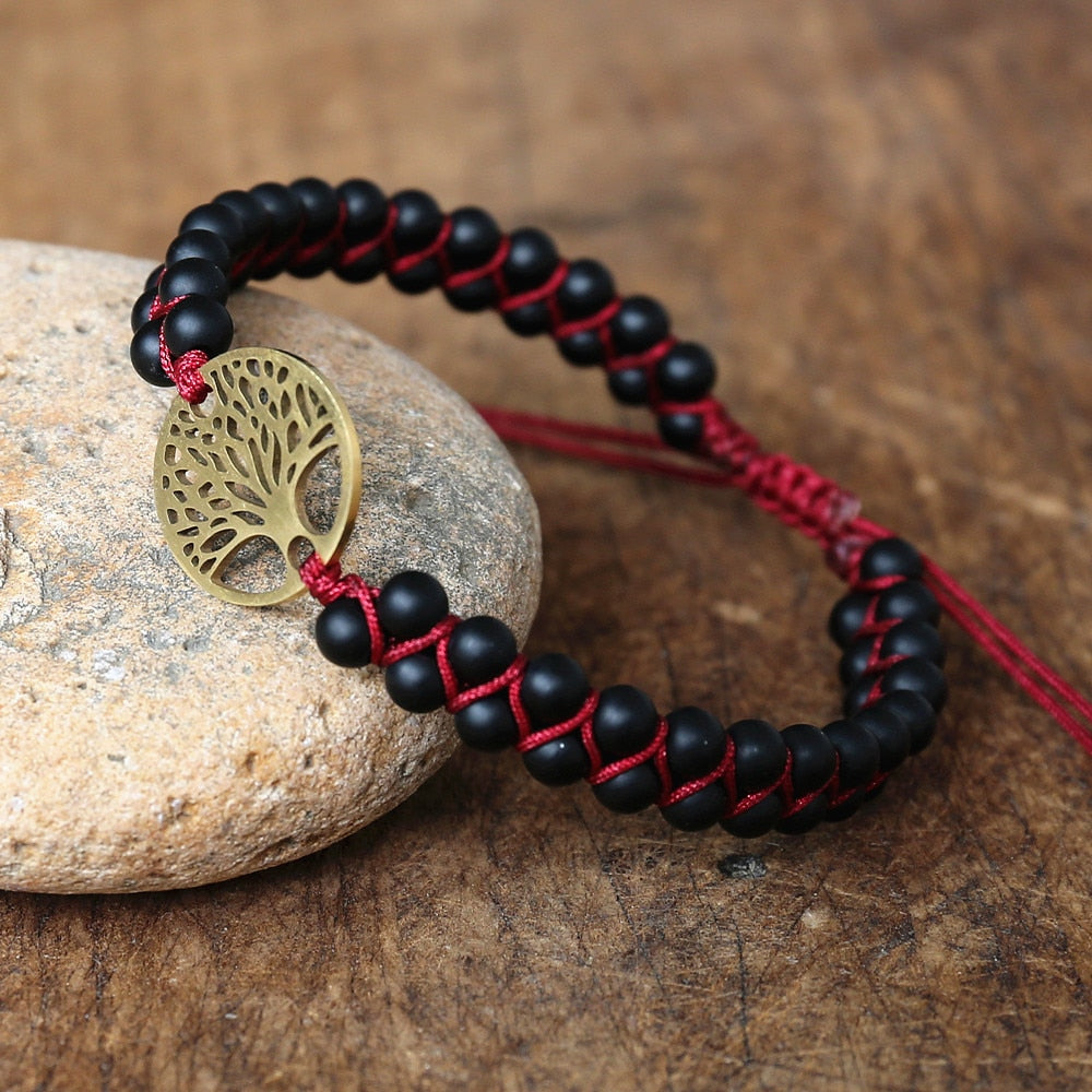 Model Arbre  mat Bracelet porte-bonheur Bijou de l'amitié Perles tressées Breloque arbre de vie Style africain Style japonais Yoga Évasion Vacances collection Summer chic de la boutique Petites Aventures