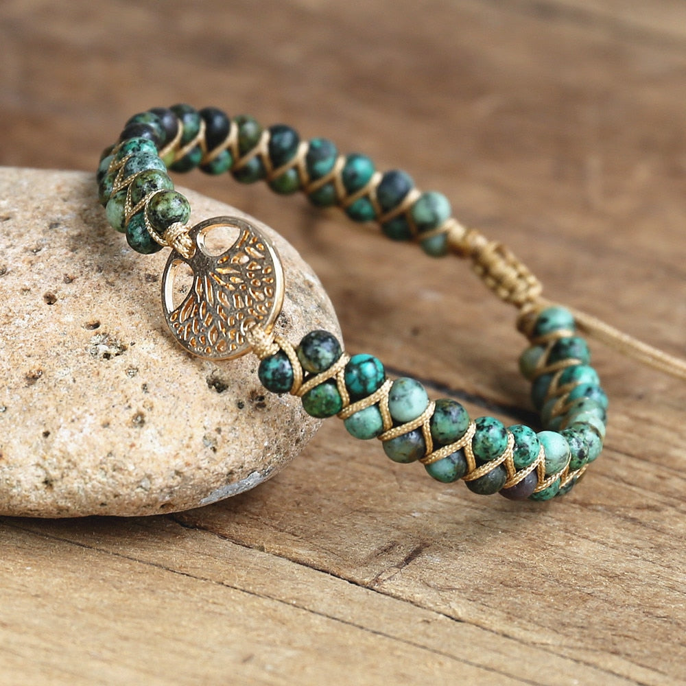 Model Arbre Africain Bracelet porte-bonheur Bijou de l'amitié Perles tressées Breloque arbre de vie Style africain Style japonais Yoga Évasion Vacances collection Summer chic de la boutique Petites Aventures