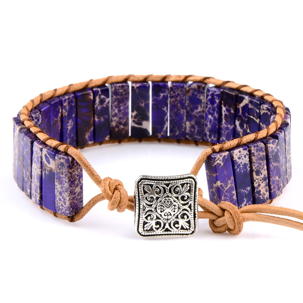 Couleur Violet Couleur Multicolore Couleur Bali Bracelet tibétain Bijoux en cuir Bracelet ajustable Bijoux multicolores Bracelet perlé Bijoux ethniques Bracelet gitane Accessoires en cuir
