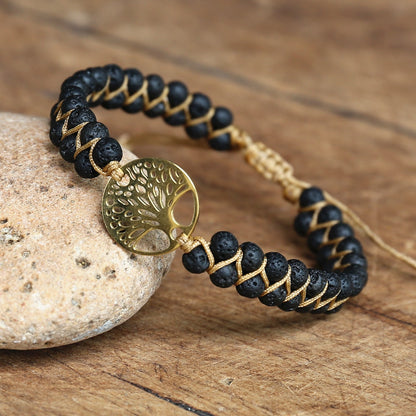 Model Arbre de lave Bracelet porte-bonheur Bijou de l'amitié Perles tressées Breloque arbre de vie Style africain Style japonais Yoga Évasion Vacances collection Summer chic de la boutique Petites Aventures
