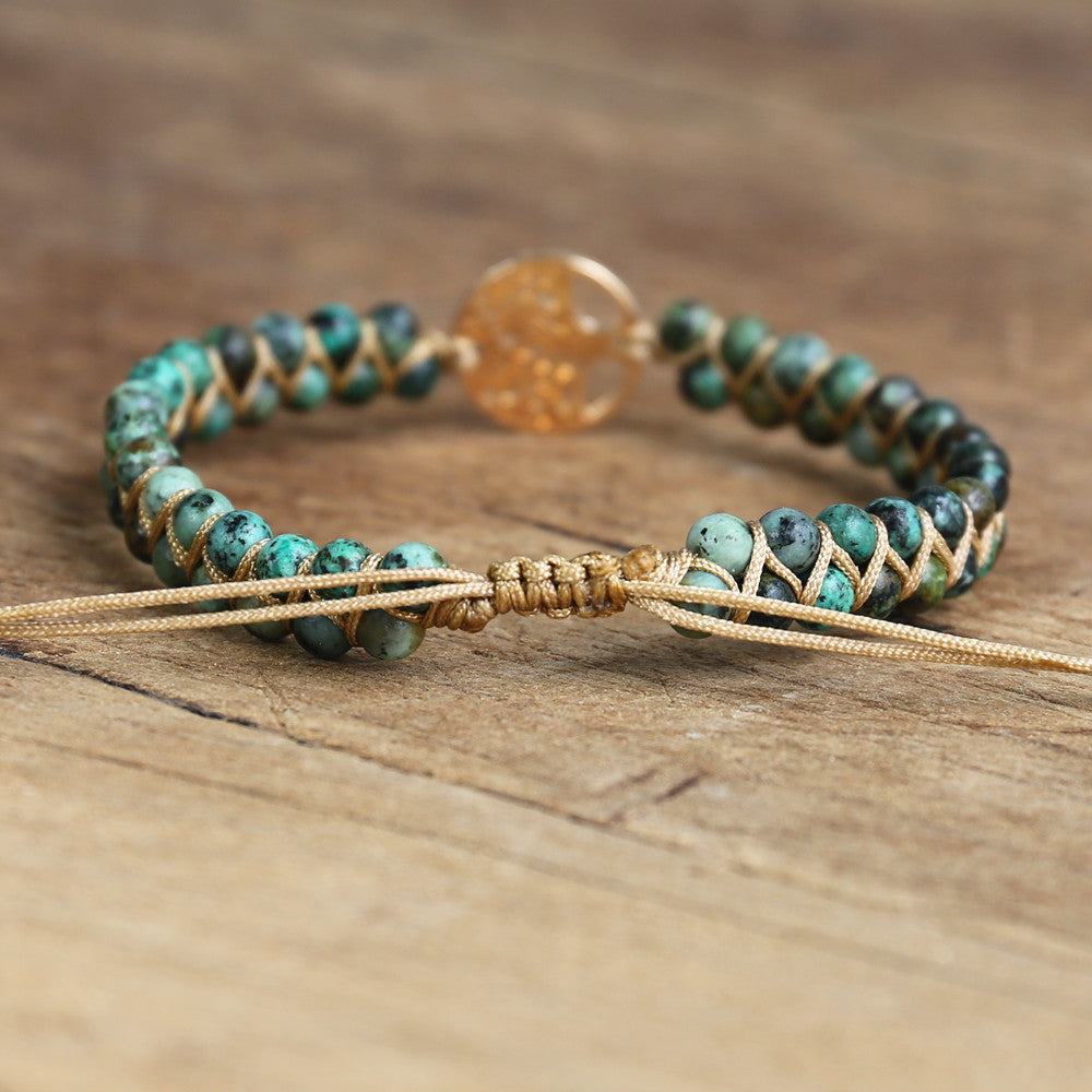 Model Arbre Africain Bracelet porte-bonheur Bijou de l'amitié Perles tressées Breloque arbre de vie Style africain Style japonais Yoga Évasion Vacances collection Summer chic de la boutique Petites Aventures
