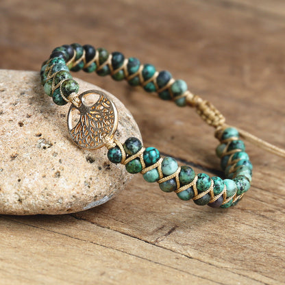 Model Arbre Africain Bracelet porte-bonheur Bijou de l'amitié Perles tressées Breloque arbre de vie Style africain Style japonais Yoga Évasion Vacances collection Summer chic de la boutique Petites Aventures