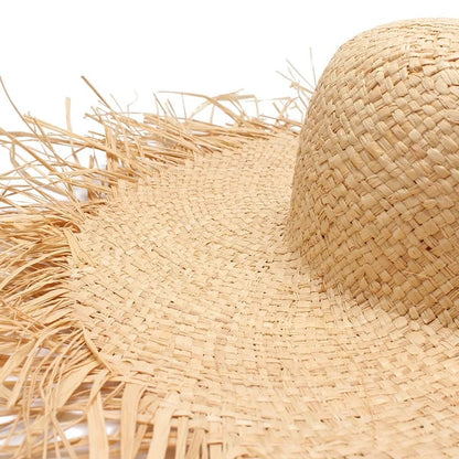 Chapeau de soleil Raphia naturelle Fait main Protection solaire Accessoire de plage Nouvelle collection Vacances d'été Collection Summer chic de la boutique Petites Aventures