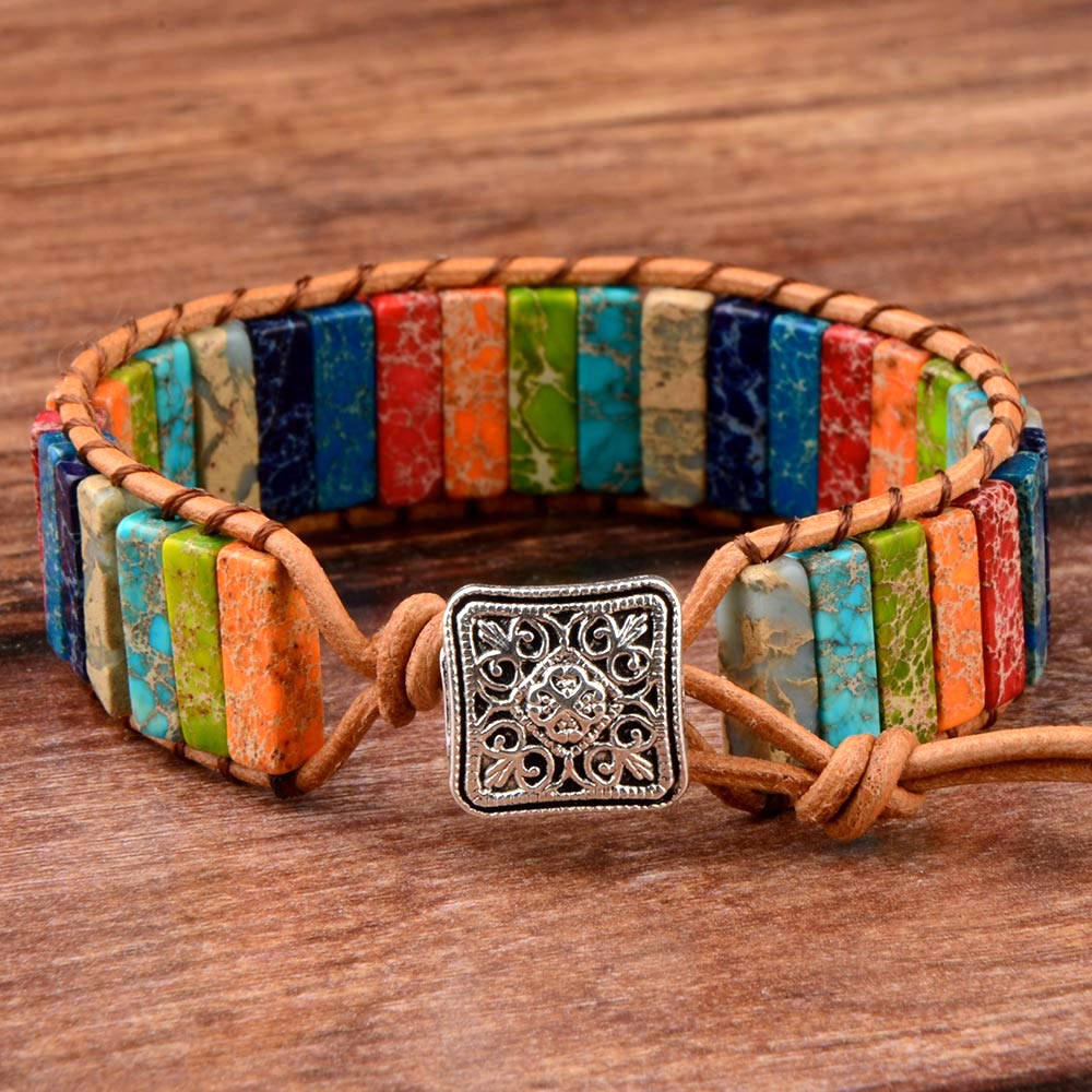 Bracelets tibétain en cuir multicolore ajustable⎮Summer & Chic