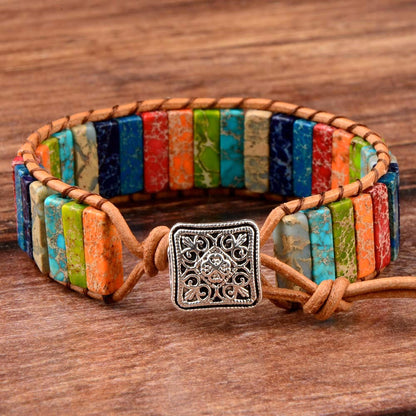 Bracelets tibétain en cuir multicolore ajustable⎮Summer & Chic