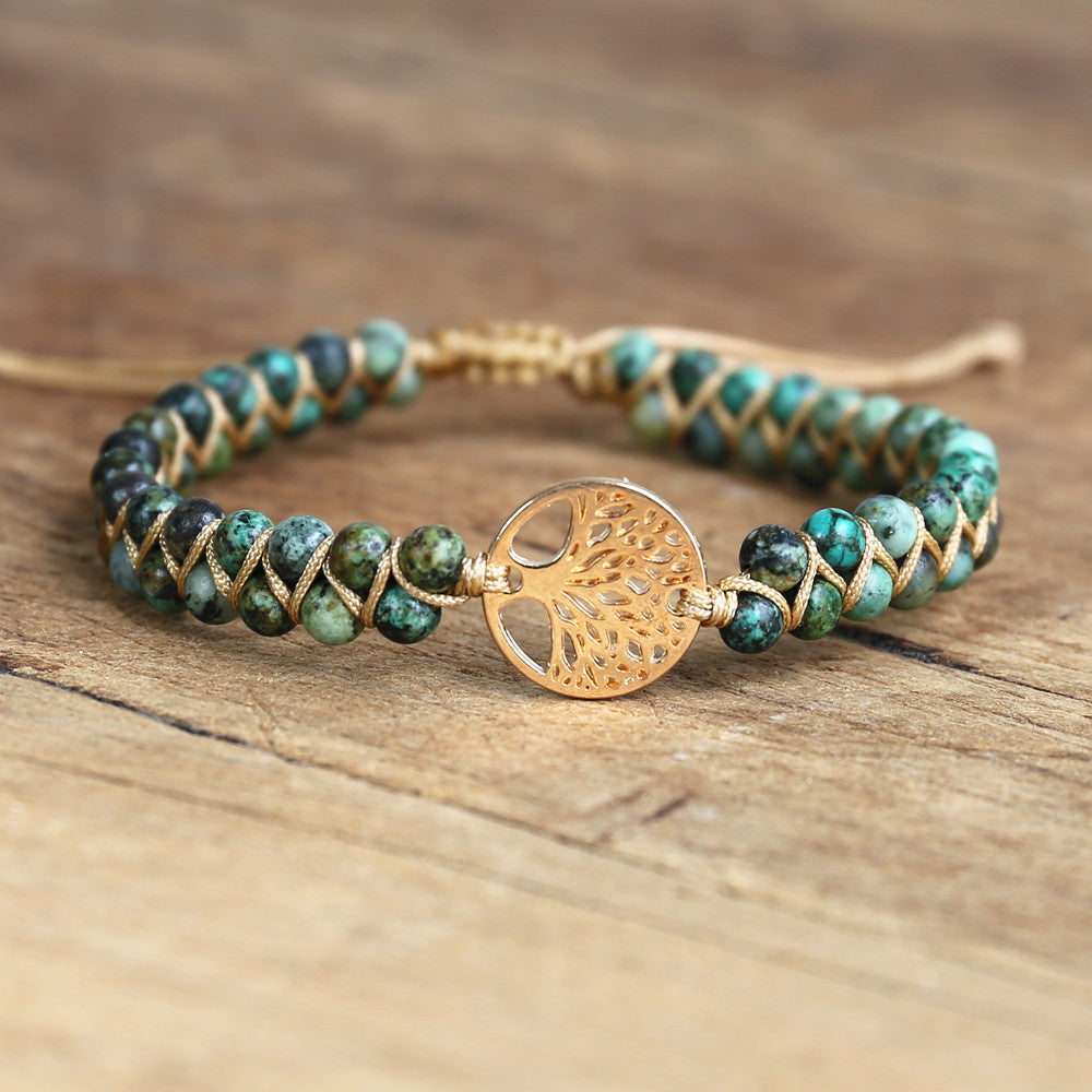 Model Arbre Africain Bracelet porte-bonheur Bijou de l'amitié Perles tressées Breloque arbre de vie Style africain Style japonais Yoga Évasion Vacances collection Summer chic de la boutique Petites Aventures