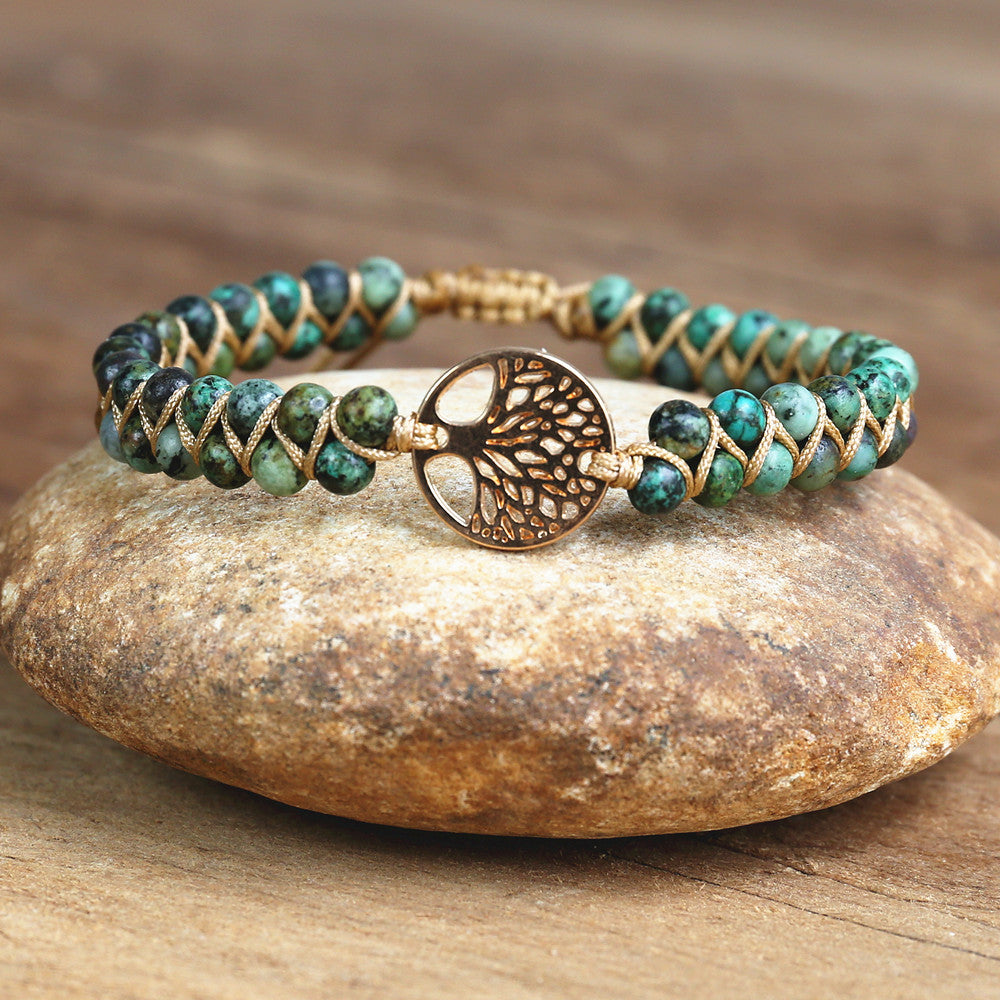 Model Arbre Africain Bracelet porte-bonheur Bijou de l'amitié Perles tressées Breloque arbre de vie Style africain Style japonais Yoga Évasion Vacances collection Summer chic de la boutique Petites Aventures