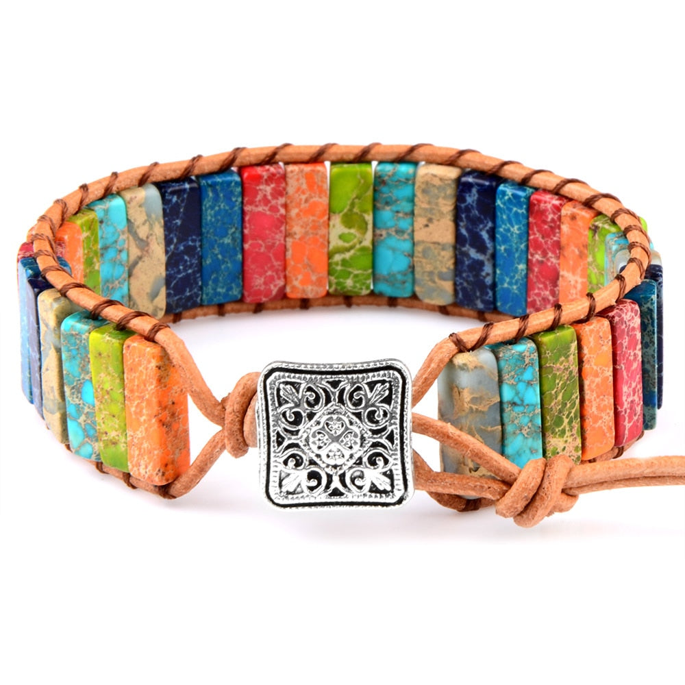 Couleur Multicolore Couleur Bali Bracelet tibétain Bijoux en cuir Bracelet ajustable Bijoux multicolores Bracelet perlé Bijoux ethniques Bracelet gitane Accessoires en cuir