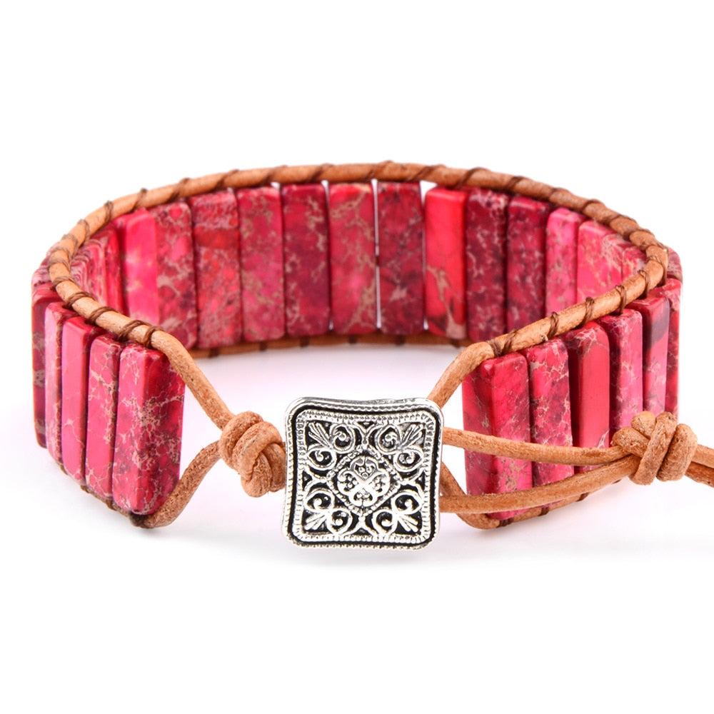 Couleur Rouge Couleur Multicolore Couleur Bali Bracelet tibétain Bijoux en cuir Bracelet ajustable Bijoux multicolores Bracelet perlé Bijoux ethniques Bracelet gitane Accessoires en cuir